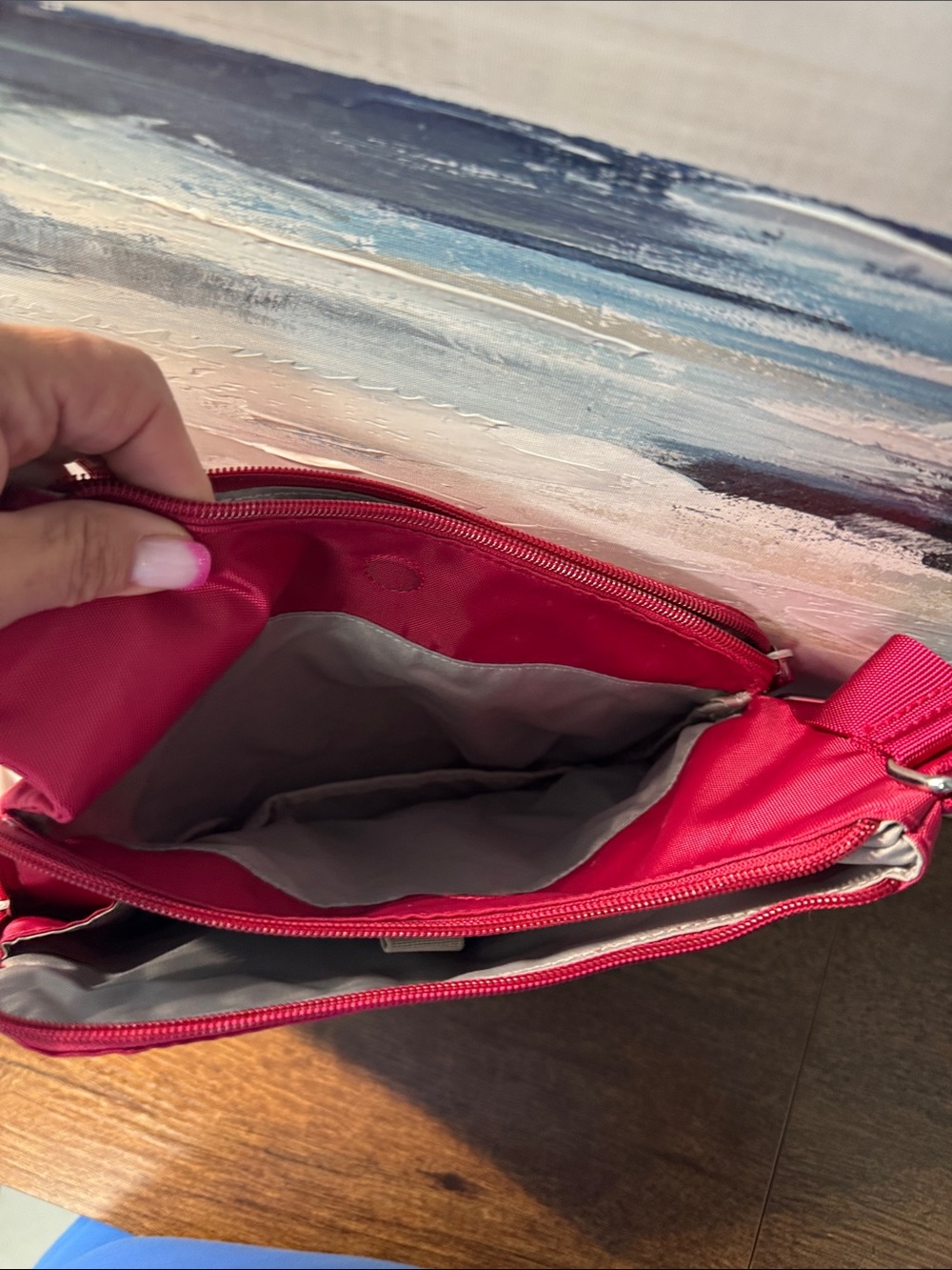 Baggallini Hot Pink Crossbody Organizer Bag - Picture 4 of 5